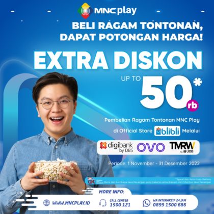 Extra Diskon 50 Ribu Beli Ragam Tontonan di Official Store Blibli via Digibank, OVO & TMRW!